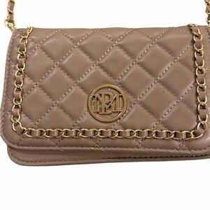 Studio Badgley Mischka Diamond Quilted Crossbody Bag with Chain - Taupe